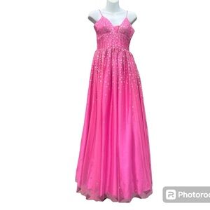 Camille La Vie Pink gown with silver embellishments size 6